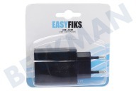 Easyfiks 50042846  USB Auflader 230Volt, 4,8A/SV 4 Port Schwarz geeignet für u.a. Universal USB
