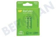 GP GPRCK95AAA646C2  LR03 ReCyko+ AAA 950 - 2 wiederaufladbare Batterien geeignet für u.a. 950 mAh NiMH