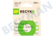 GP GPRCK65AAA673C4  LR03 ReCyko+ AAA 650 - 4 wiederaufladbare Batterien geeignet für u.a. 650mAh NiMH