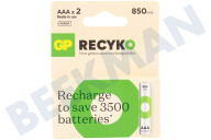GP GPRCK85AAA642C2  LR03 ReCyko+ AAA 850 - 2 wiederaufladbare Batterien geeignet für u.a. 850mAh NiMH