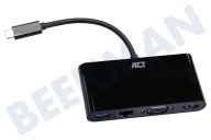 ACT  AC7330 USB-C-4K-Multiport-Dock geeignet für u.a. USB Typ-C 3.2, Schwarz