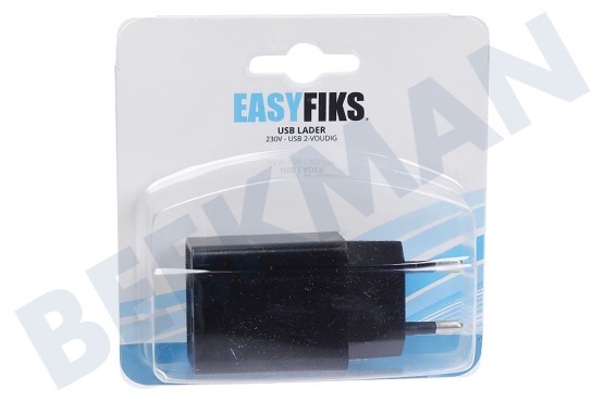 Easyfiks  USB Auflader 230 Volt, 2.1A/SV 2 Port schwarz