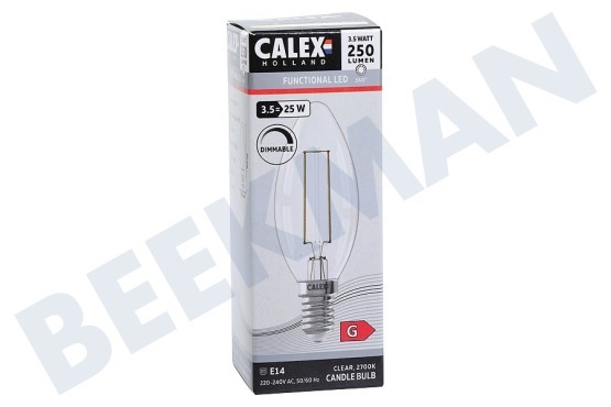 Elica 1105005300 Calex LED Filament Vollglas Kerzenlampe Klar 3.5W 250lm