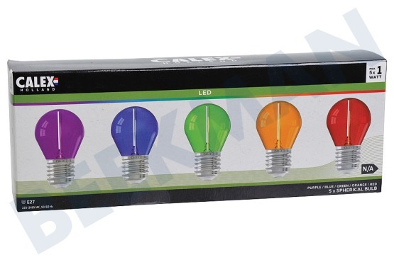 Calex 473434 Farbige LED-Kugellampe 220-240 Volt, 1W 5er-Pack
