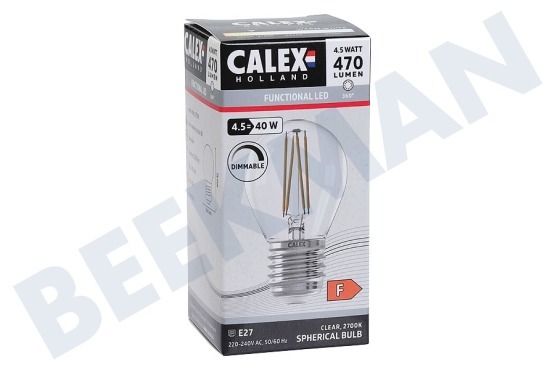 Calex 1101004300 LED Straight Filament Kugellampe Klar 4,5 Watt, E27