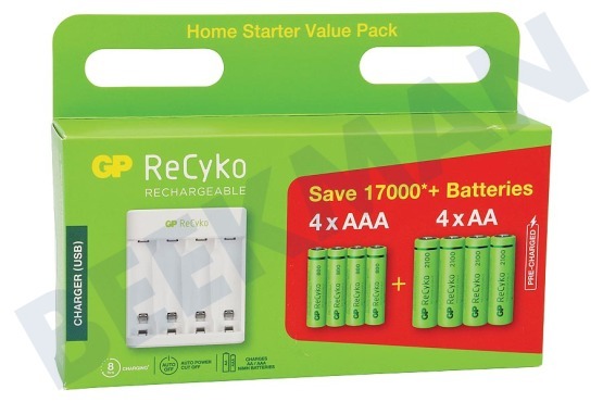 GP ReCyko+ Starter-Kit - 4x AA + 4x AAA + 1x E411