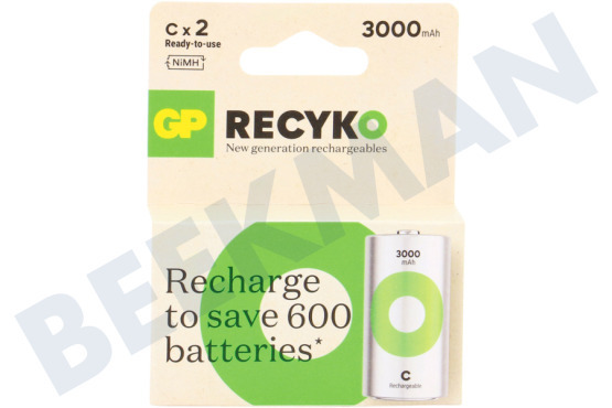 GP  LR14 ReCyko+ C 3000 - 2 wiederaufladbare Batterien