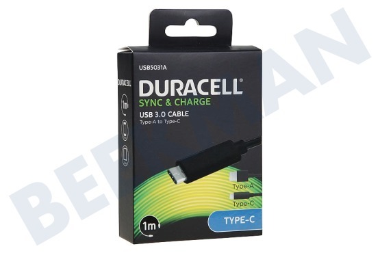 Duracell USB5031A Typ C USB-Kabel Schwarz 1 Meter
