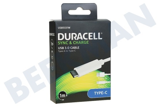 Duracell USB5031W USB A - USB C Kabel Weiß 1 m