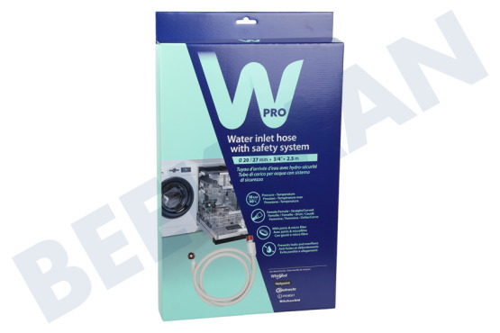 KitchenAid Waschmaschine TAS027 WPRO Wasserzulaufschlauch mit Aquastop 2.5M
