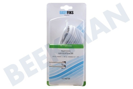 Easyfiks Telefonkabel, weiß, 2x RJ11 6p4c Male, 10,0 Meter