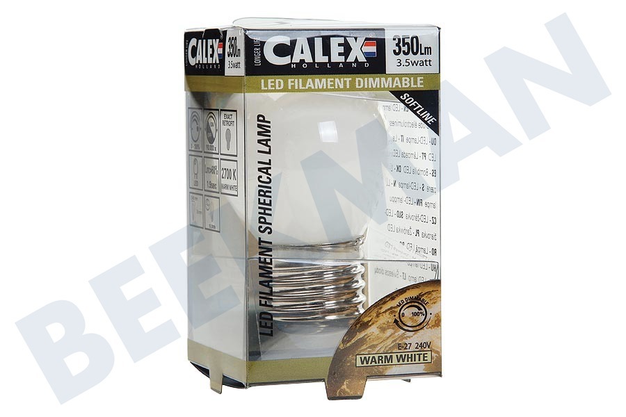 Calex 474485 Calex LED Vollglas Filament Miniglobe 3.5W 350lm E27
