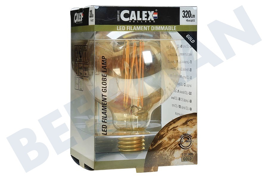 Calex 425464 Calex LED Vollglas Filament Globe-Lampe 240V 4W 320lm E27