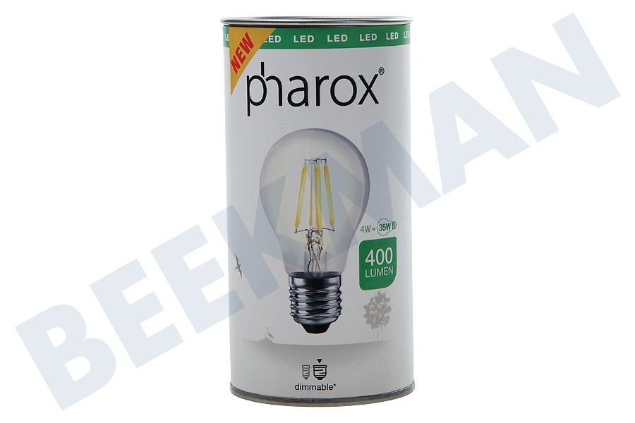 Pharox LED-Lampe LED Standardlampe A60 Klar 400 Dimmbar