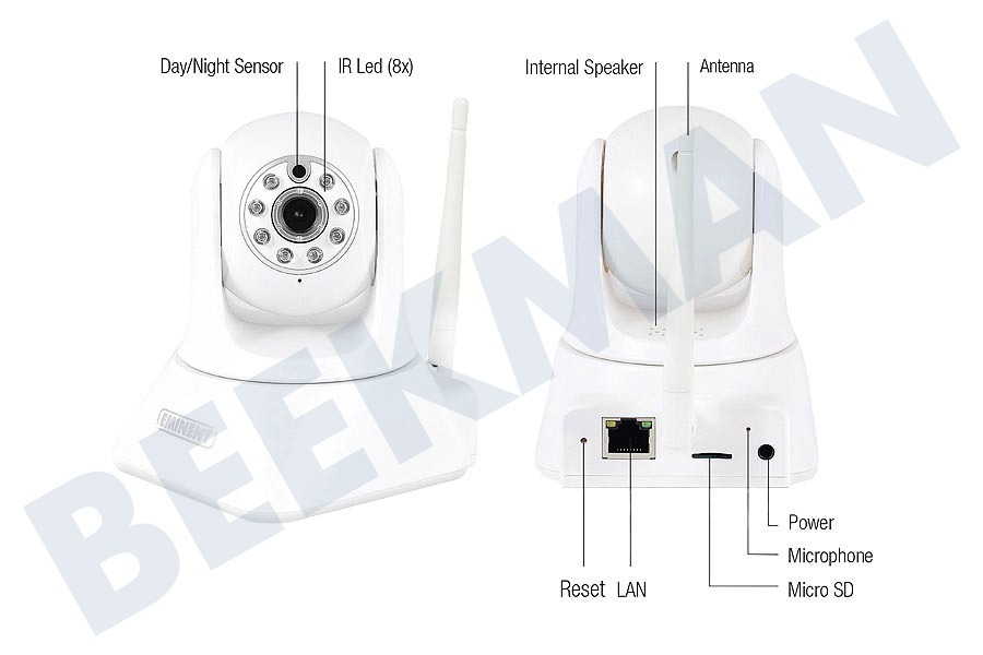 Eminent EM6330 CamLine Pro Pan/Tilt IP-Kamera 1080p Full HD Weiß