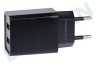 Cloudnine USB Auflader 230 Volt, 2.1A/SV 2 Port schwarz