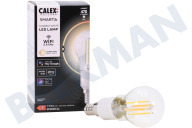 Calex 429112  Smart LED Filament Clear Kugellampe E14 Dimmbar geeignet für u.a. 220-240 Volt, 4,9 Watt, 470 lm, 1800-3000K