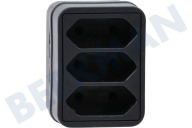 Universell  3-Wege-Adapterstecker, schwarz geeignet für u.a. 3 flache (Euro-)Stecker