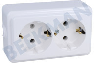 Kopp 85390  Wandsteckdose Aufputz, 2-fach mit Schutzleiter Weiß geeignet für u.a. Innenbereich, IP20, 16A