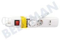 Q-Link 6620215  Steckdosenleiste geeignet für u.a. Haushaltsgeräte 3x 1,5 mm2 3800 Watt, 3 V mit Erde und 2 USB weiß 1,5 Meter mit Schalter geeignet für u.a. Haushaltsgeräte