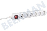 Elektra 005144 Steckdosenleiste geeignet für Elektra u.a. 6-fach  Steckdosenleiste mit Schalter 3x1mm2 2500W geewrdet, weiß 3M geeignet für u.a. 6-fach Steckdosenleiste mit Schalter