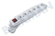 Exin 5520213 Steckdosenleiste geeignet für u.a. 6-fach  Steckdosenleiste mit Schalter 3x1mm2 2300W 10A geerdet Weiß 5M geeignet für u.a. 6-fach Steckdosenleiste mit Schalter