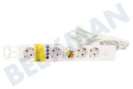 Q-Link 5520364  Steckdosenleiste geeignet für u.a. Sechswege ohne GND, Schalter 3 x 1,5 mm2 1,5 Meter Weiß geeignet für u.a. Sechswege ohne GND, Schalter