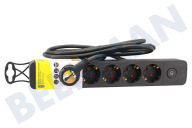 Q-Link 5520365  Steckdosenleiste geeignet für u.a. Sechsfach mit Schalter 3 x 1,5 mm2 1,5 Meter Schwarz geeignet für u.a. Sechsfach mit Schalter