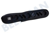 Exin 5450229 Steckdosenleiste geeignet für u.a. 8-fach 4x geerdet 4x euro  Steckdosenleiste mit Schalter 3x1mm2 2500W 10A geerdet schwarz 2.5M geeignet für u.a. 8-fach 4x geerdet 4x euro Steckdosenleiste mit Schalter