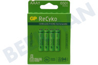 GP 12065AAAHCE-C4  LR03 ReCyko+ AAA 650 - 4 wiederaufladbare Batterien geeignet für u.a. 650 mAh NiMH