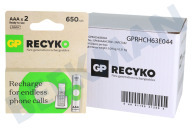 GP GPRCK65AAA680C2 LR03  Batterie geeignet für u.a. 650mAh NiMH ReCyko+ wiederaufladbar AAA, zwei Stück geeignet für u.a. 650mAh NiMH