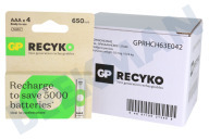 GP GPRCK65AAA673C4 LR03  Batterie geeignet für u.a. 650mAh NiMH ReCyko+ wiederaufladbar AAA, vier Stück geeignet für u.a. 650mAh NiMH