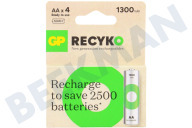 GP GPRCK130AA611C4  LR6 ReCyko+ AA 1300 - 4 wiederaufladbare Batterien geeignet für u.a. 1300mAh NiMH