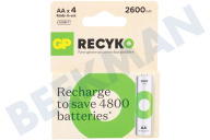 GP GPRCK260AA574C4  LR6 ReCyko+ AA 2600 - 4 wiederaufladbare Batterien geeignet für u.a. 2600mAh NiMH