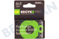 GP GPRCP200AA734C4  LR6 ReCyko+ Pro AA 2000 - 4 wiederaufladbare Batterien geeignet für u.a. 2000mAh NiMH