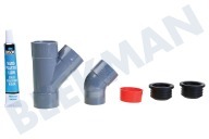Easyfiks  T-Stück geeignet für u.a. 40mm, Waschmaschine / Trockner Aublauf-Set mit Krümmung + Kleber geeignet für u.a. 40mm, Waschmaschine / Trockner