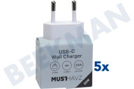 Musthavz  MHTG20WWHT Musthavz to Go USB-C Ladegerät 20 Watt, weiß geeignet für u.a. USB-C, Universell einsetzbar