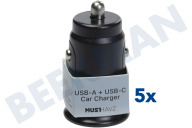 Musthavz  MHTG2U30CCBLK Musthavz to Go 2 Port USB-A + USB-C 12 Volt, Ladegerät 30 Watt, schwarz geeignet für u.a. USB-A und USB-C, Universell einsetzbar