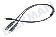 Spez SM2809  4-poliger Audio-Crossover-Stecker 3,5 mm - 2x Buchse 15 cm geeignet für u.a. Klinke 3,5 mm Stecker auf 2x Klinke 3,5 mm Buchse