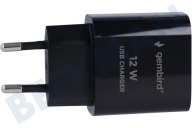 Gembird TA-UC-1A12-01-BK  USB-A 5,0 Volt, 2,4 A geeignet für u.a. USB-A, 1 Anschluss