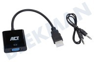 ACT  AC7535 HDMI-zu-VGA-Konverter mit Audio geeignet für u.a. Adapterkabel 0,15 Meter