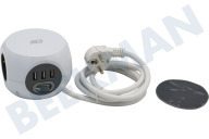 ACT  AC2405 Würfelförmige Steckdose 3 Volt, 3 USB-Anschlüsse, 1,5 Meter geeignet für u.a. 3-fach inkl. 3 USB-Ports, weiß