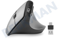 ACT  AC5155 Vertikale ergonomische Maus geeignet für u.a. Kabellos, Silber/Schwarz, 2400 dpi