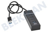 ACT  AC6300 4-Port-USB-3.0-Hub geeignet für u.a. USB 3.0, Schwarz