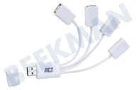 ACT AC6210  Hub geeignet für u.a. USB 2.0 Weiß flexibler 4-Port-USB-Hub geeignet für u.a. USB 2.0 Weiß