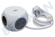 ACT  AC2420 Steckdosen Würfel 3 Steckdosen, 2 x USB-C, 1 x USB-A geeignet für u.a. dreifach inklusive 3 x USB-C/A, weiß