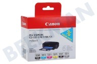 Canon CANBP550P  Druckerpatrone geeignet für u.a. Pixma MX925, MG5450 PGI 550  CLI 551 Multipack BK/BK/GY/C/M/Y geeignet für u.a. Pixma MX925, MG5450