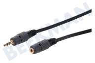 Easyfiks  Klinke 3,5 mm Stereo-Kabel-Stecker - Buchse, 5 Meter, Vergoldet geeignet für u.a. 5,0 Meter, Schwarz, Gold überzogen
