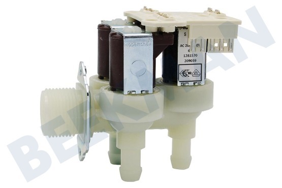 Alternative Waschmaschine Einlassventil 3-fach, gewinkelt, dünn, plus Steckerblock