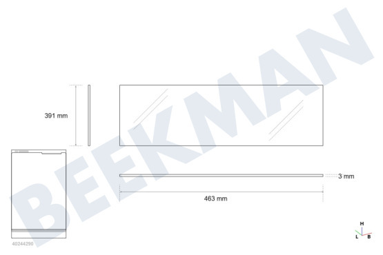 Indesit Kühlschrank 254582, C00254582 Glasplatte 463x291 über dem Gemüsefach